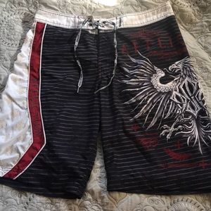 Men’s Affliction swim trunks